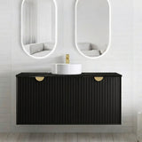 Otti Marlo Wall Hung Vanity 1200mm (2 O'Clock Taphole) Matte Black / Empire Black Top MA1200BST-EB-2TH