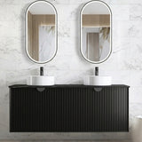 Otti Marlo Wall Hung Vanity 1500mm (No Taphole) Matte Black / Empire Black Top MA1500BST-EB-NTH