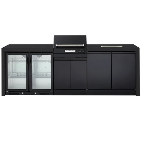 Crossray Extreme Electric BBQ Outdoor Kitchen w/ Sink & Double Fridge Black TCEK-12