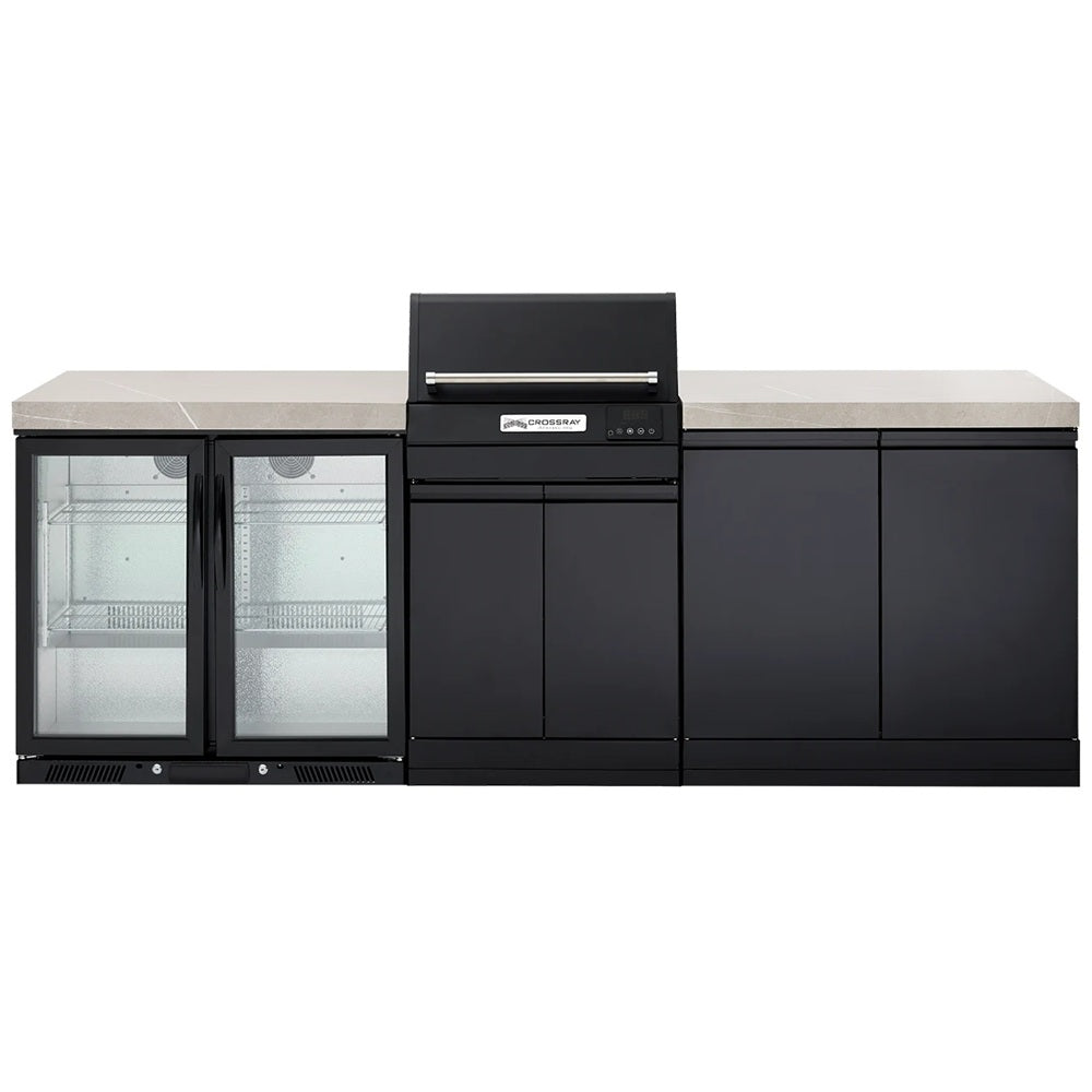 Crossray Extreme Electric BBQ Outdoor Kitchen w/ Double Fridge Grey TCEK-17