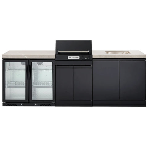 Crossray Extreme Electric BBQ Outdoor Kitchen w/ Sink & Double Fridge Grey TCEK-18