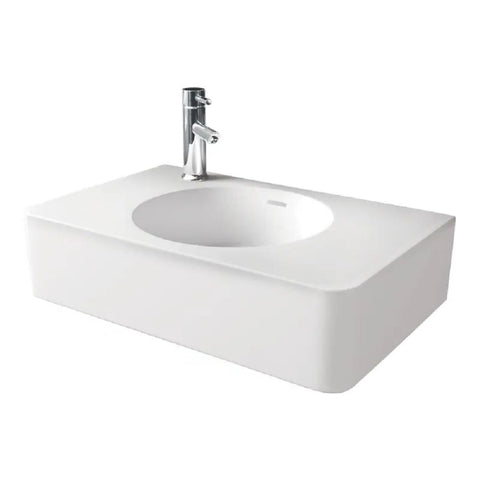 Fienza Encanto Wall Hung Left Hand Bowl Basin w/ Overflow (No taphole) 470x300mm Matte White CSB11-47L-0