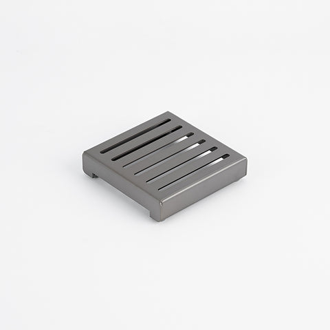 Radiant Slotted Square Shower Grate 100 mm + 74mm Outlet Gunmetal Grey 316-GMG-SGS-100-74