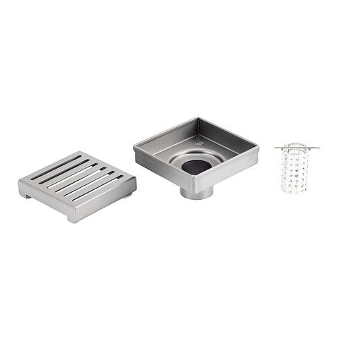 Radiant Slotted Square Shower Grate 100 mm + 38mm Outlet Brushed Nickel 316-WBN-SGS-100-38