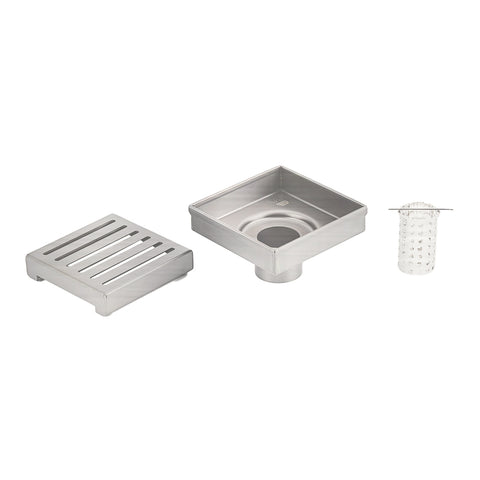 Radiant Slotted Square Shower Grate 100 mm + 74mm Outlet Mirror Polished 316-SGS-100-74