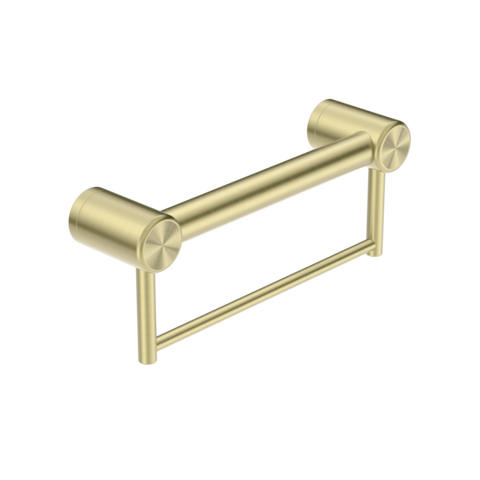 Nero Mecca Care 32mm Grab Rail With Towel Holder 300mm Brushed Gold NRCR3212BBG