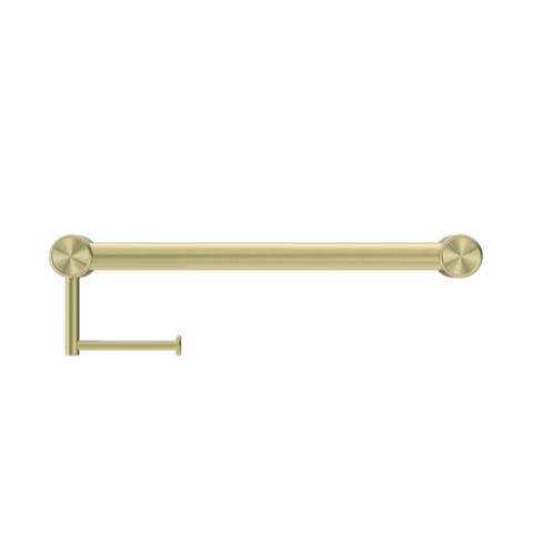 Nero Mecca Care 32mm Grab Rail With Toilet Roll Holder 450mm Brushed Gold NRCR3218ABG