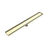 Nero Tile Insert V Channel Floor Grate w/ Outlet 800x106x80mm Brushed Gold NRFG012HSBG