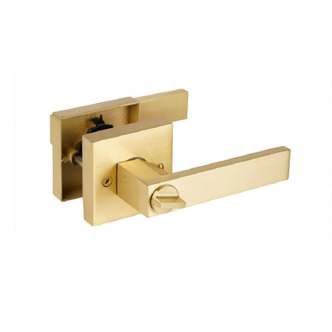 Trio Privacy Everest Square Lever 70mm Rosette Matte Gold WQL300MGC