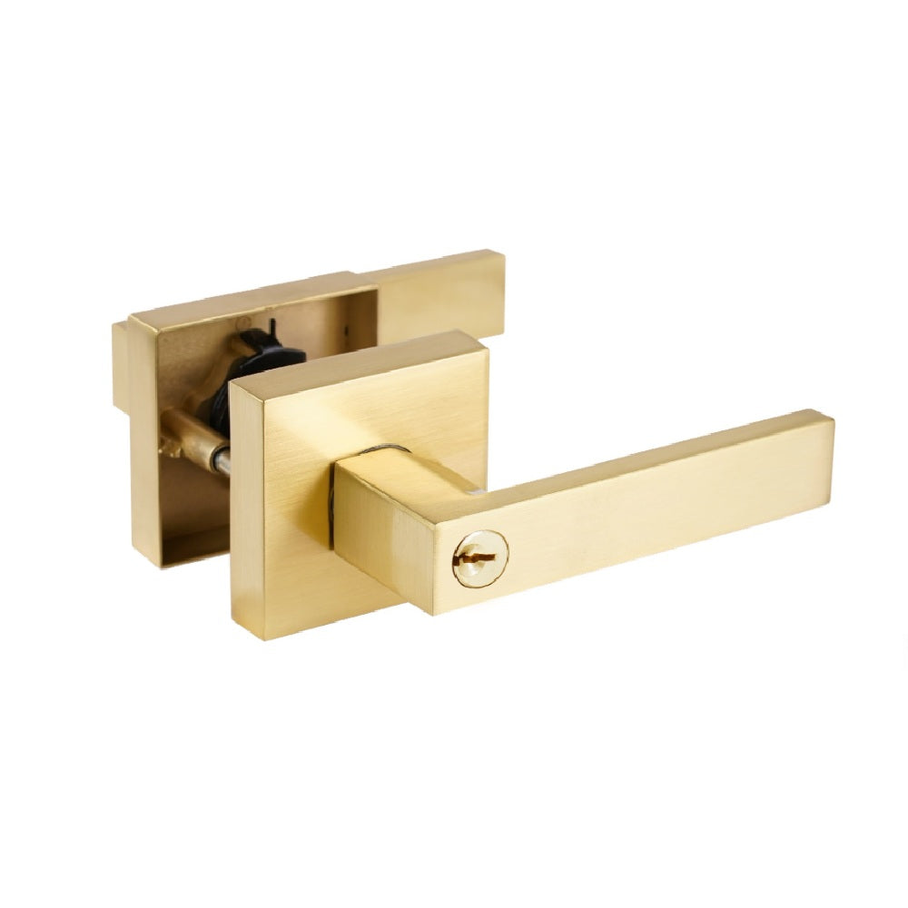 Trio Entrance Everest Square Lever 70mm Rosette Matte Gold WQL400MGC