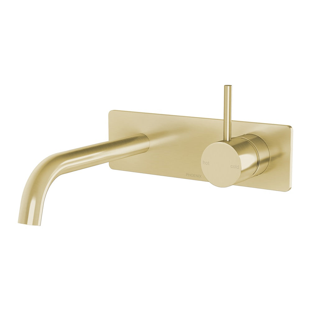 Phoenix Vivid Slimline Up Basin / Bath Wall Mixer Set Brushed Gold 112-7813-12-1