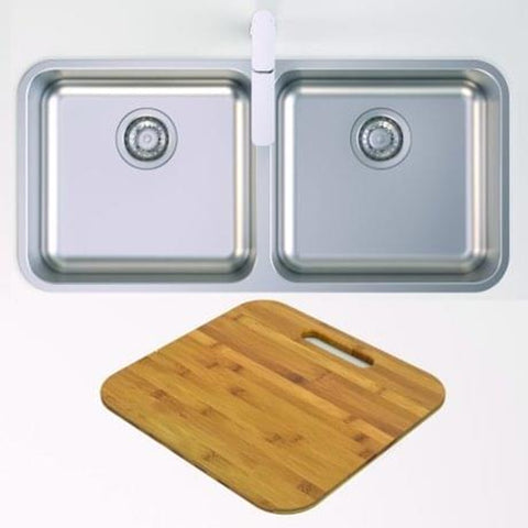 Caroma Luna Double Bowl Sink Undermount/ Overmount (Inc. Chopping Board) Stainless Steel COCL201