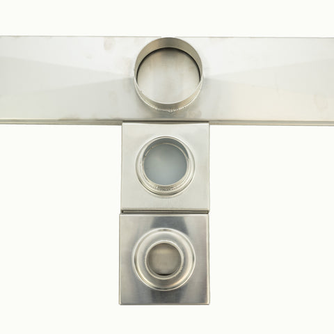 Radiant Tile Insert Square Shower Grate 150 mm + 90mm Outlet Mirror Polished 316-RGS-150-90