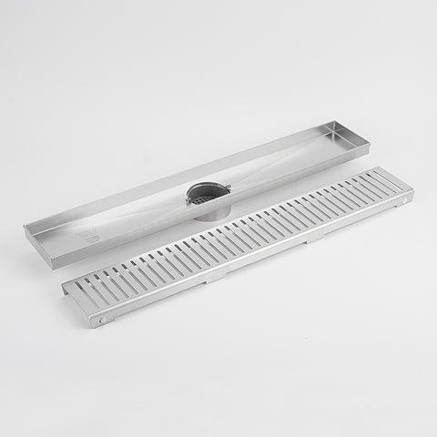 Radiant Slotted Linear Shower Grate 700 mm Length + 74mm Outlet Warm Brushed Nickel 316-WBN-SGL-700-74