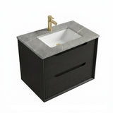 Otti Byron Wall Hung Vanity 600mm w/ Undermount Basin Black Oak / Amani Grey Top BY600BST-G-UB