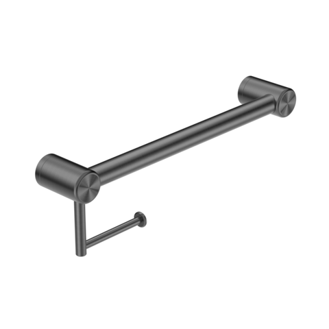 Nero Mecca Care 32mm Grab Rail With Toilet Roll Holder 450mm Gun Metal NRCR3218AGM