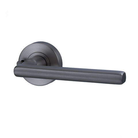 Lockwood Vivid Lever V4 Privacy Set with Latch Satin Gun Metal VIV2/V4GMPVD