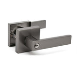 Trio Entrance Everest Square Lever 70mm Rosette Gunmetal Grey WQL400GNC