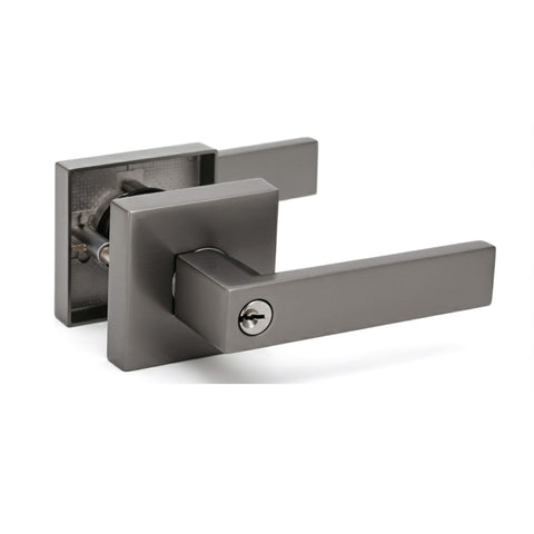 Trio Entrance Everest Square Lever 70mm Rosette Gunmetal Grey WQL400GNC