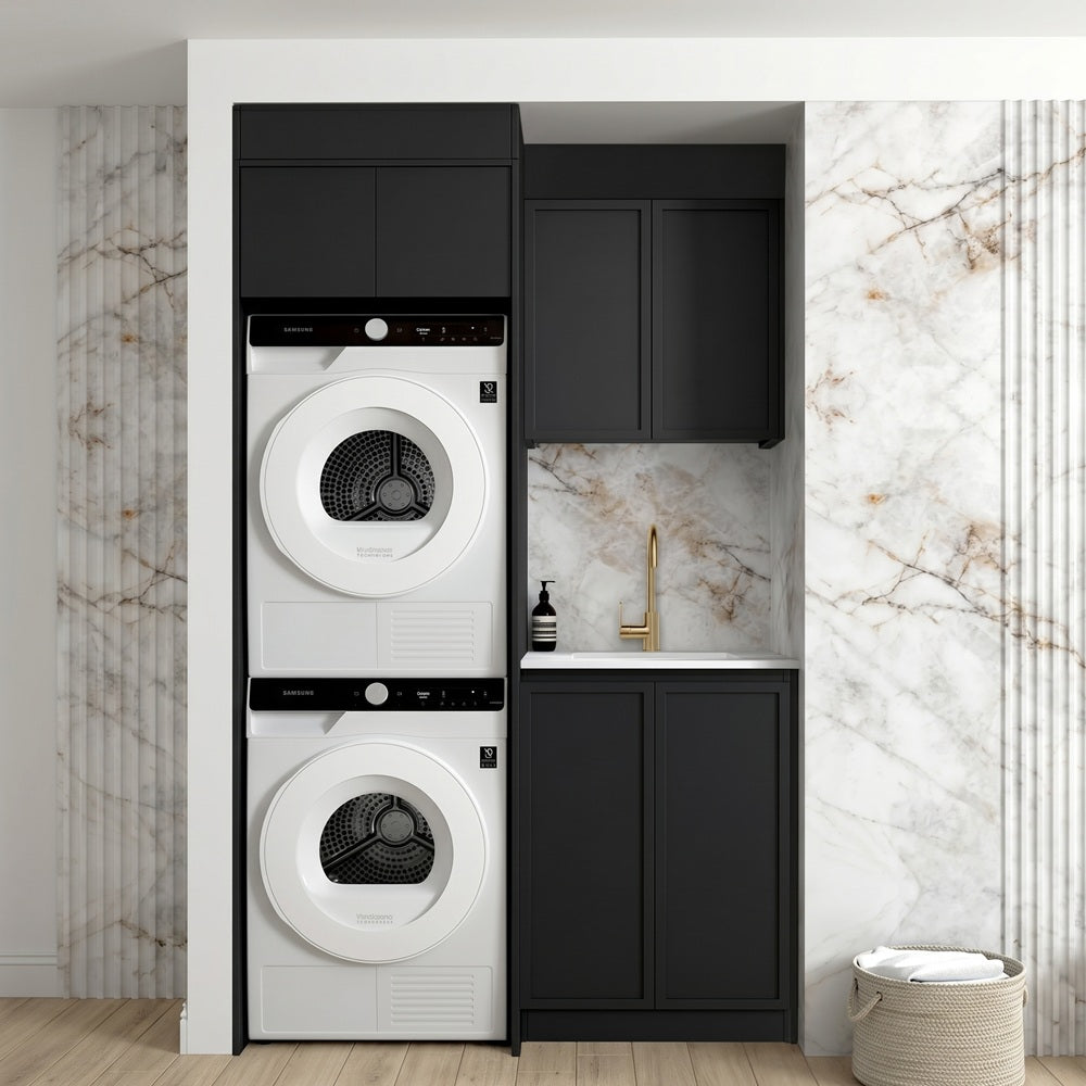 Otti Hampshire Laundry Kit 1305C Black / Cloudy Carrara Top LA-1305C-BOHB-CA