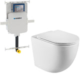 Fienza Koko Tornado Wall Faced Pan + Slim Seat w/ Geberit Sigma In Wall Cistern (S Trap) (No Button) Gloss White K002376A-GE-2