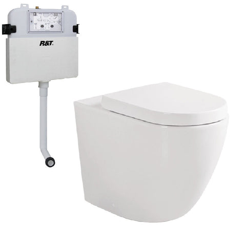 Fienza Koko Tornado Wall Faced Pan + Seat w/ R&T Cistern (S Trap) (No Button) Gloss White K002376A-RT