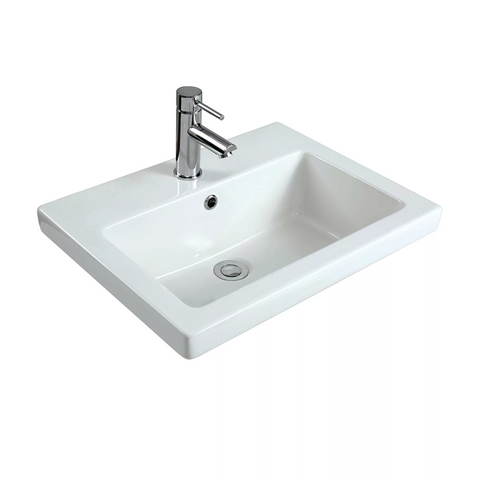 Seima Kyra 024 Rectangular Semi-Inset Basin w/Overflow 550x430mm (No Taphole) Gloss White 191459