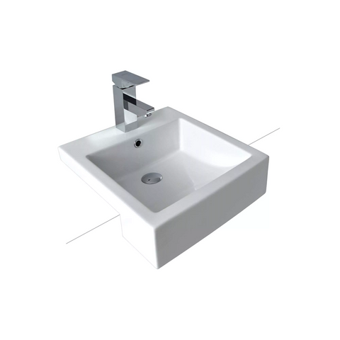 Seima Kyra 210 Semi Recessed Basin w/ Overflow 440x480mm (No Taphole) Gloss White 191481