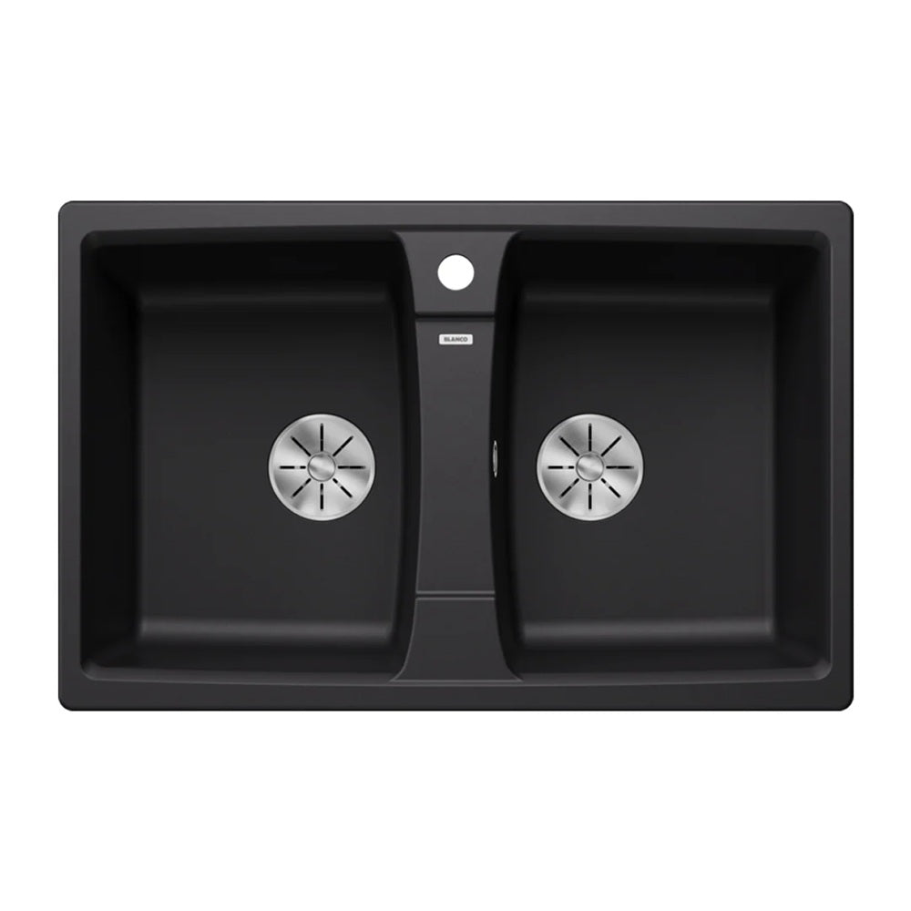 Blanco Lexa 8 Sink Double Bowl Inset 780x500mm (1 Taphole) Silgranit Black 528081