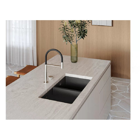 Phoenix Sink 5000 Series Double Bowl (Undermount/Overmount) With Overflow Quartz Matte Black 312-2002-10