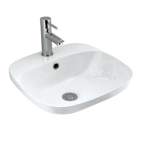 Seima Limni 420 Semi-Inset Basin w/ Overflow 420x425mm (No Taphole) Gloss White 191134