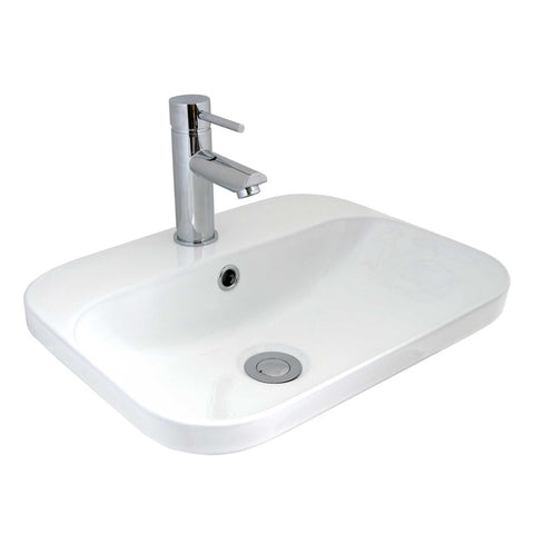 Seima Limni 450 Semi-Inset Basin w/ Overflow 450x350mm (No Taphole) Gloss White 191132