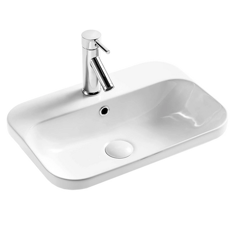 Seima Limni 530 Semi-Inset Basin w/ Overflow 530x380mm (No Taphole) Gloss White 191133