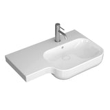 Seima Limni 720 Wall Hung Basin (Right Hand Bowl & Left Shelf) w/ Overflow 720x450mm (No Taphole) Gloss White 192303