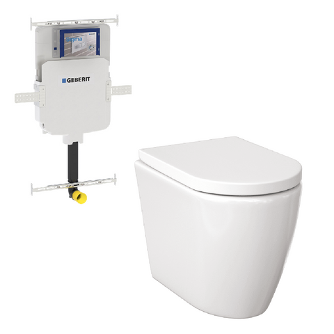 Turner Hastings Narva Rimless Floor Pan w/ Thin Seat (Geberit Inwall Cistern & ABS Button) Gloss White NF20GEN