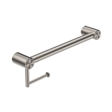 Nero Mecca Care 32mm Grab Rail With Toilet Roll Holder 450mm Brushed Nickel NRCR3218ABN