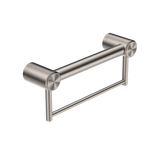 Nero Mecca Care 32mm Grab Rail With Towel Holder 300mm Brushed Nickel NRCR3212BBN