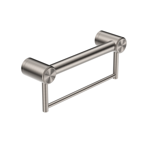 Nero Mecca Care 32mm Grab Rail With Towel Holder 300mm Brushed Nickel NRCR3212BBN