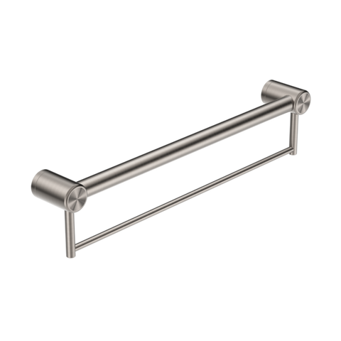 Nero Mecca Care 32mm Grab Rail With Towel Holder 600mm Brushed Nickel NRCR3224BBN