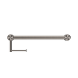 Nero Mecca Care 32mm Grab Rail With Toilet Roll Holder 450mm Brushed Nickel NRCR3218ABN