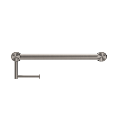 Nero Mecca Care 32mm Grab Rail With Toilet Roll Holder 450mm Brushed Nickel NRCR3218ABN