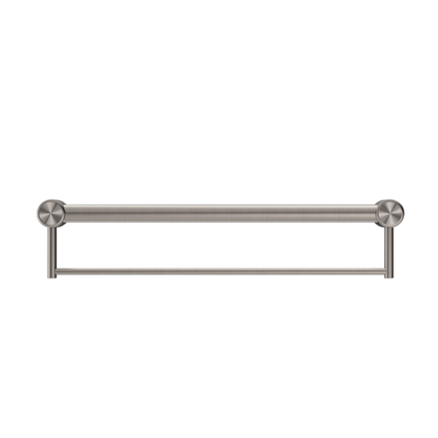 Nero Mecca Care 32mm Grab Rail With Towel Holder 600mm Brushed Nickel NRCR3224BBN
