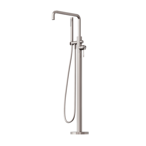 Nero Opal Freestanding Bath Mixer With Hand Shower Brushed Nickel NR251903ABN