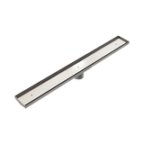 Nero Tile Insert V Channel Floor Grate w/ Outlet 800x106x80mm Brushed Nickel NRFG012HSBN