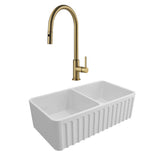 Turner Hastings Package 15 Novi Sink 850mm (Incl. Brushed Brass Grid, Naples Pull Out Mixer and Basket Waste) Gloss White PKG015