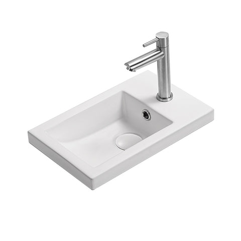 Seima Plati 245 Semi-Inset Basin Compact w/ Overflow 398x245mm (1 Taphole) Matte White 191869