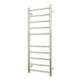 Radiant Round Heated Towel Rail 430 x 1100mm (Left Wiring) Cool Brushed Nickel BN-RTR430LEFT