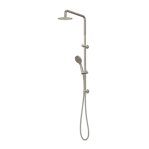 Amelie Essentiel Twin Shower Rail Set w/ 200mm Thin Round Head Brushed Nickel BDO18201BN