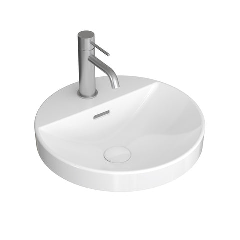 Seima Syros 400 Semi-Inset Basin Round w/ Overflow 400x400mm (1 Taphole) Gloss White 192635
