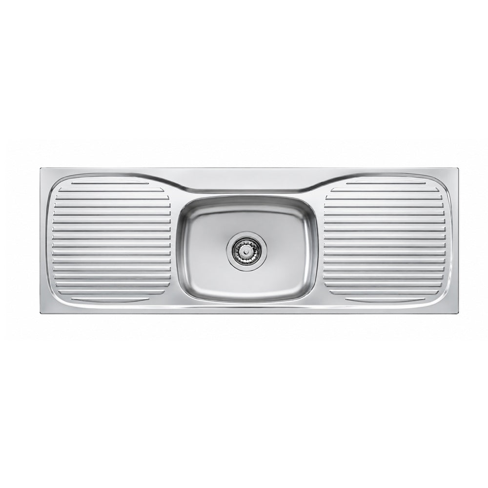 Oliveri Ultraform Single Bowl Sink & Double Drainer 1180mm Topmount (1 Taphole) Stainless Steel UF16 1TH